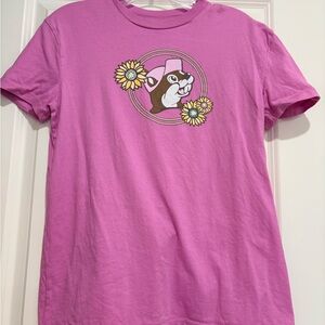 Pink Graphic Tee with Sunflower Buc-ee’s